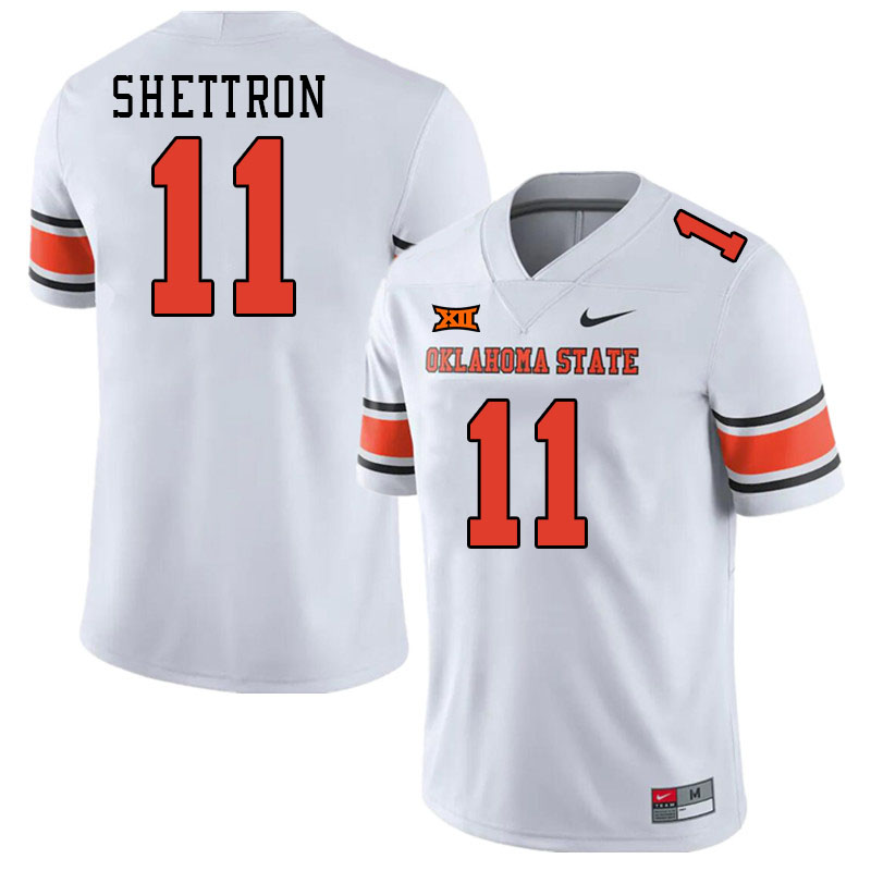 Men #11 Tabry Shettron Oklahoma State Cowboys College Football Jerseys Stitched-White - Click Image to Close